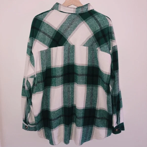 SHEIN Oversized Fall Flannel Shacket - Picture 2 of 2